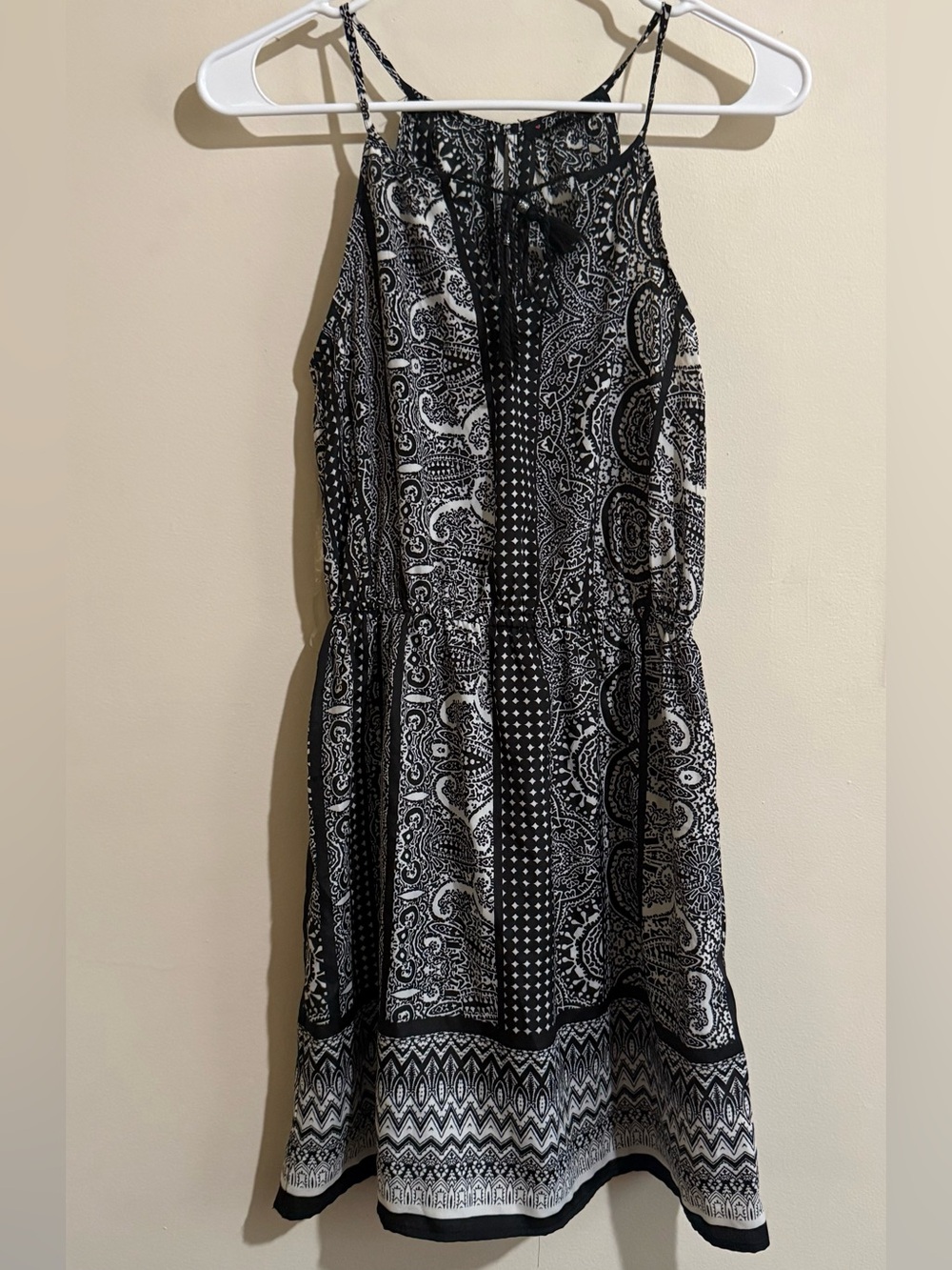 NWT BeBop Boho Dress Size Small Black White - Halter Sundress